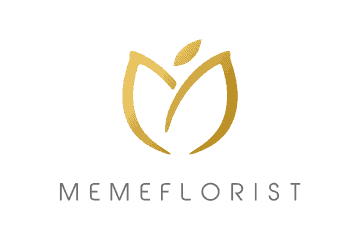 Logo bertema flora dengan desain elegan menampilkan simbol kelopak bunga berwarna emas, di bawahnya tertulis