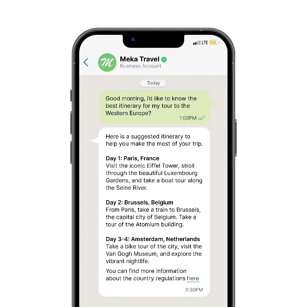 WhatsApp API for Travel make Itinerary Planning WhatsApp API for Travel make Itinerary Planning