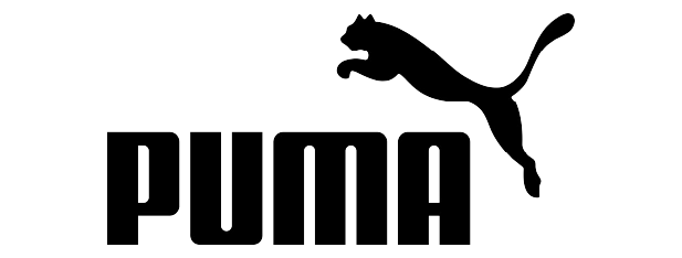 Logo Puma menampilkan siluet seekor puma yang melompat, mencerminkan semangat kelincahan dan performa tinggi dalam dunia olahraga dan fashion.