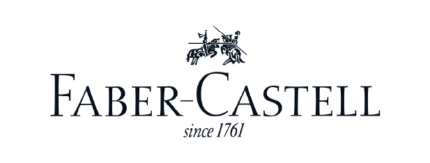 Logo berwarna hitam dari Faber-Castell, menampilkan tulisan merek dan simbol pohon, menunjukan tradisi dan kualitas produk alat tulis sejak 1761.