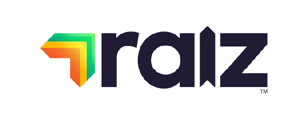 Logo Raliz menampilkan elemen grafis berwarna hijau, oranye, dan kuning yang membentuk panah. Desain modern ini mencerminkan inovasi dan kemajuan dalam konteks teknologi.