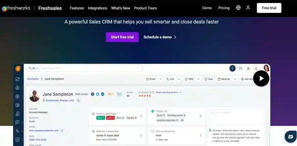 Freshworks Sales management software - Freshwork