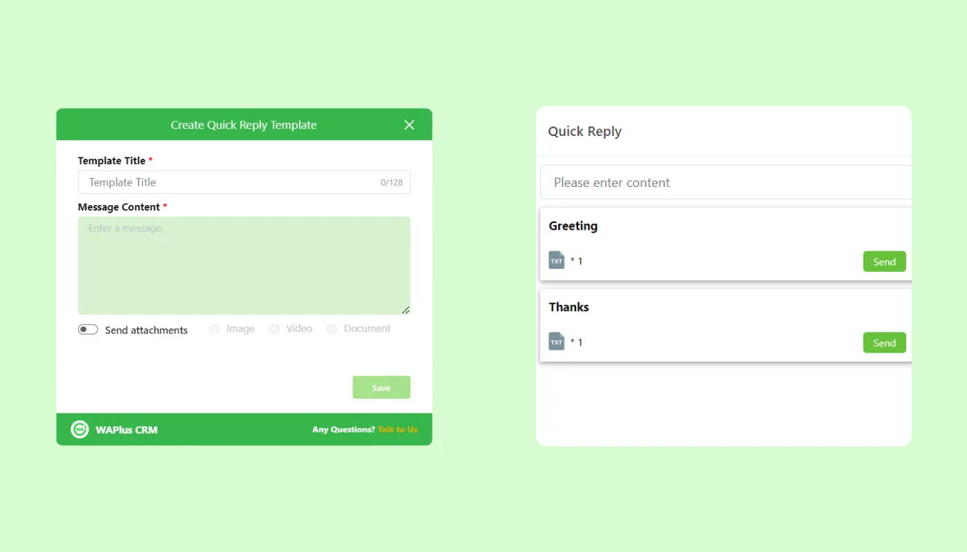WAPlus WhatsApp Blast Vendor Quick Reply Dashboard Page View WAPlus WhatsApp Blast Vendor Quick Reply Dashboard