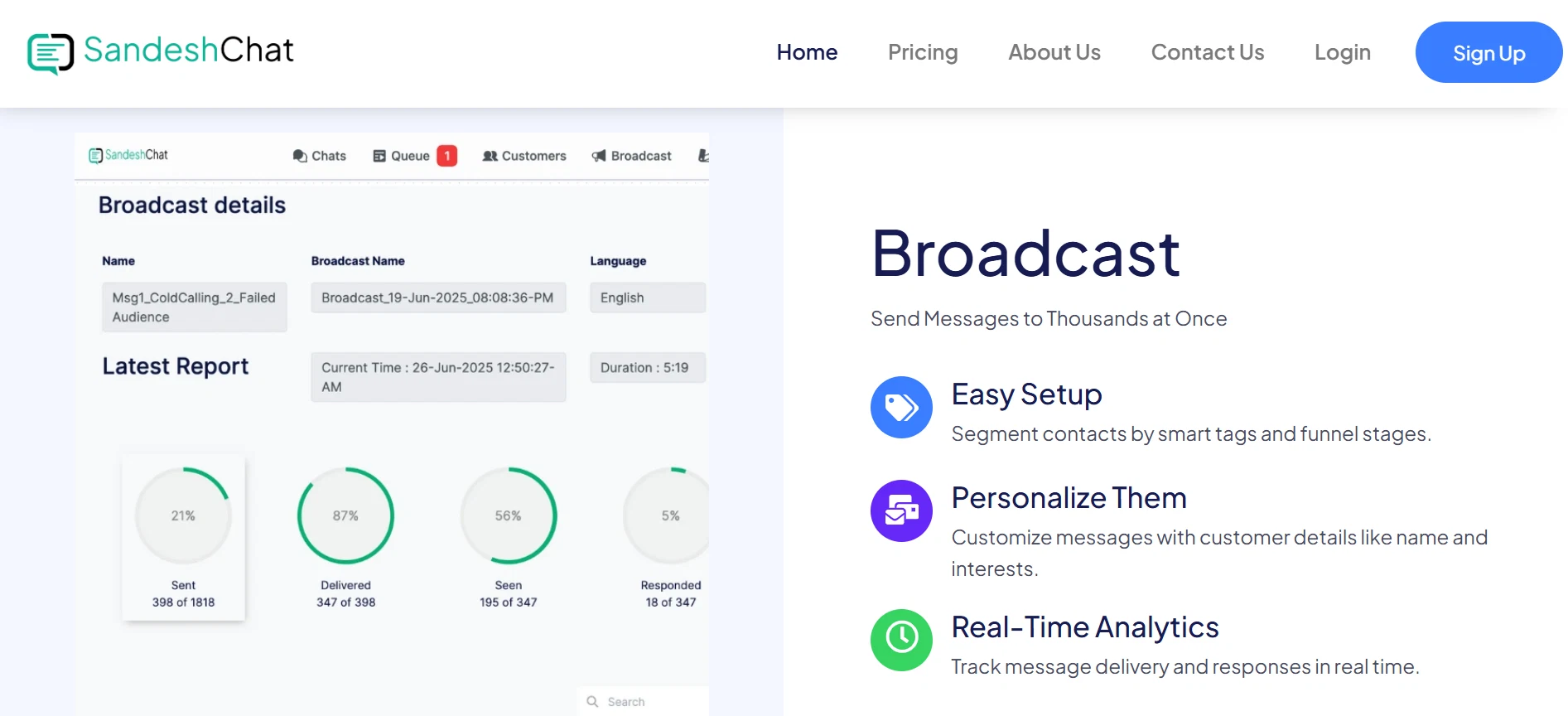 Enjay Sandesh Chat WhatsApp Blast Vendor Broadcast Feature Page View Enjay Sandesh Chat WhatsApp Blast Vendor Broadcast Feature Page
