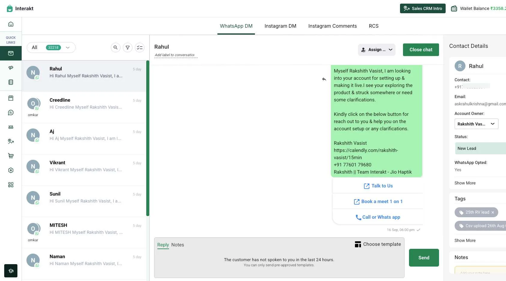 Interakt WhatsApp Blast Messaging Dashboard Page View Interakt WhatsApp Blast Messaging Dashboard