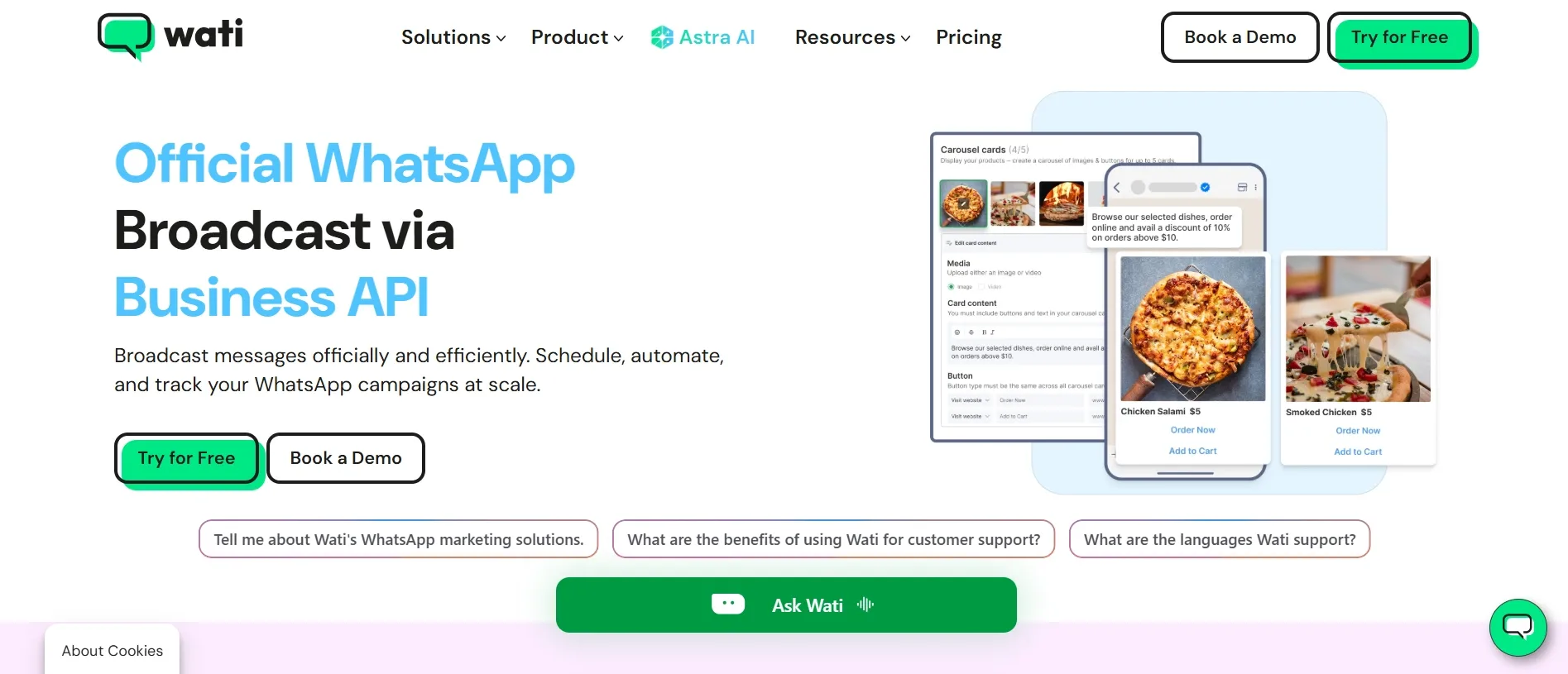 Wati.io WhatsApp Blast Software Broadcast Feature Page View Wati.io WhatsApp Blast Software Broadcast Feature Page