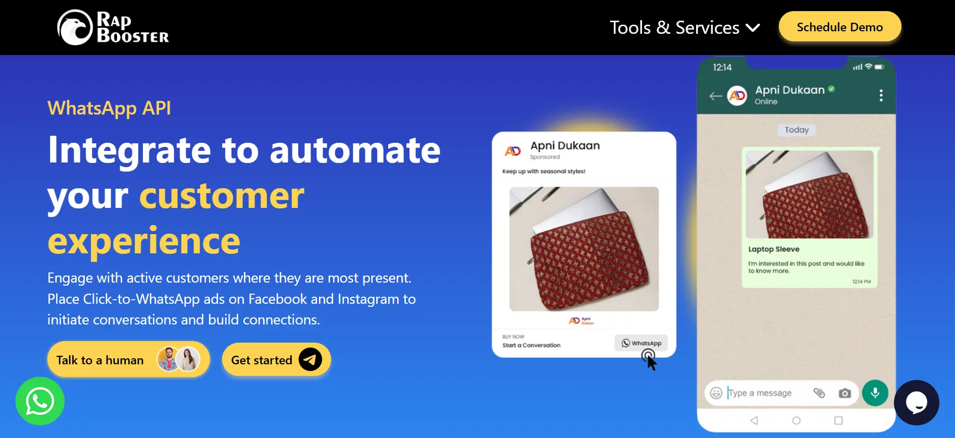 RapBooster WhatsApp Blast Software Homepage View RapBooster WhatsApp Blast Software Homepage
