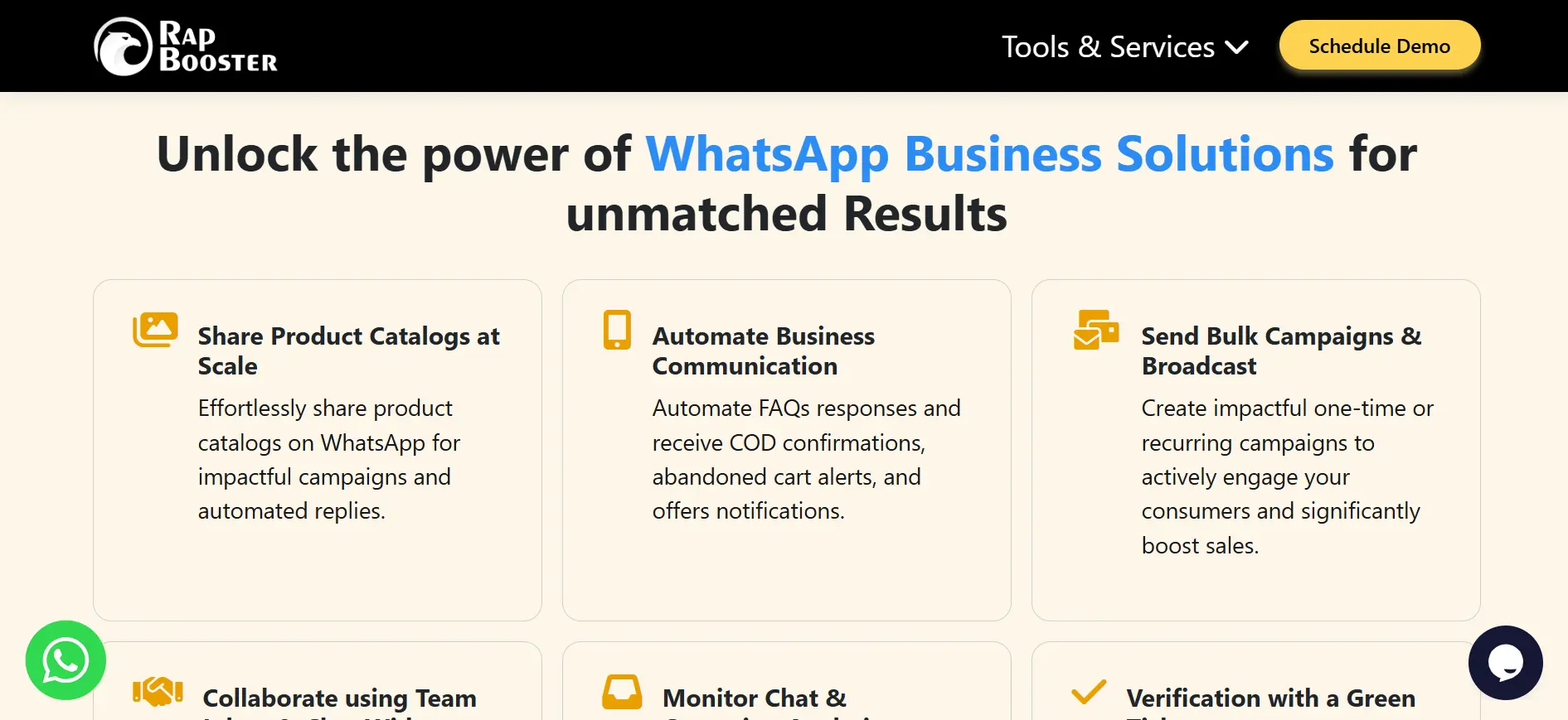 RapBooster WhatsApp Blast Software Features Page View RapBooster WhatsApp Blast Software Features Page