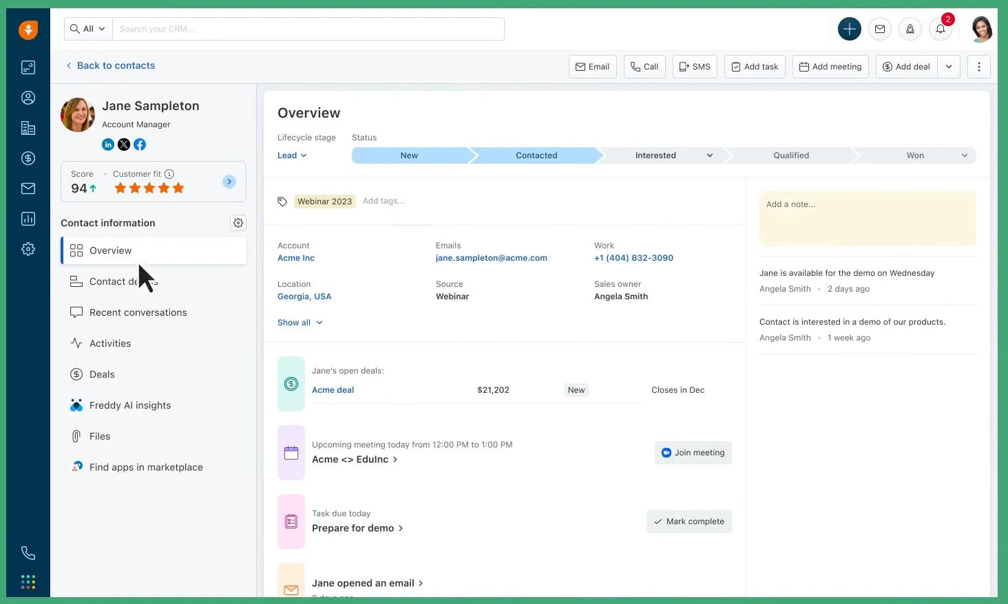 Freshsales CRM Lead Management Dashboard Page View Freshsales CRM Lead Management Dashboard