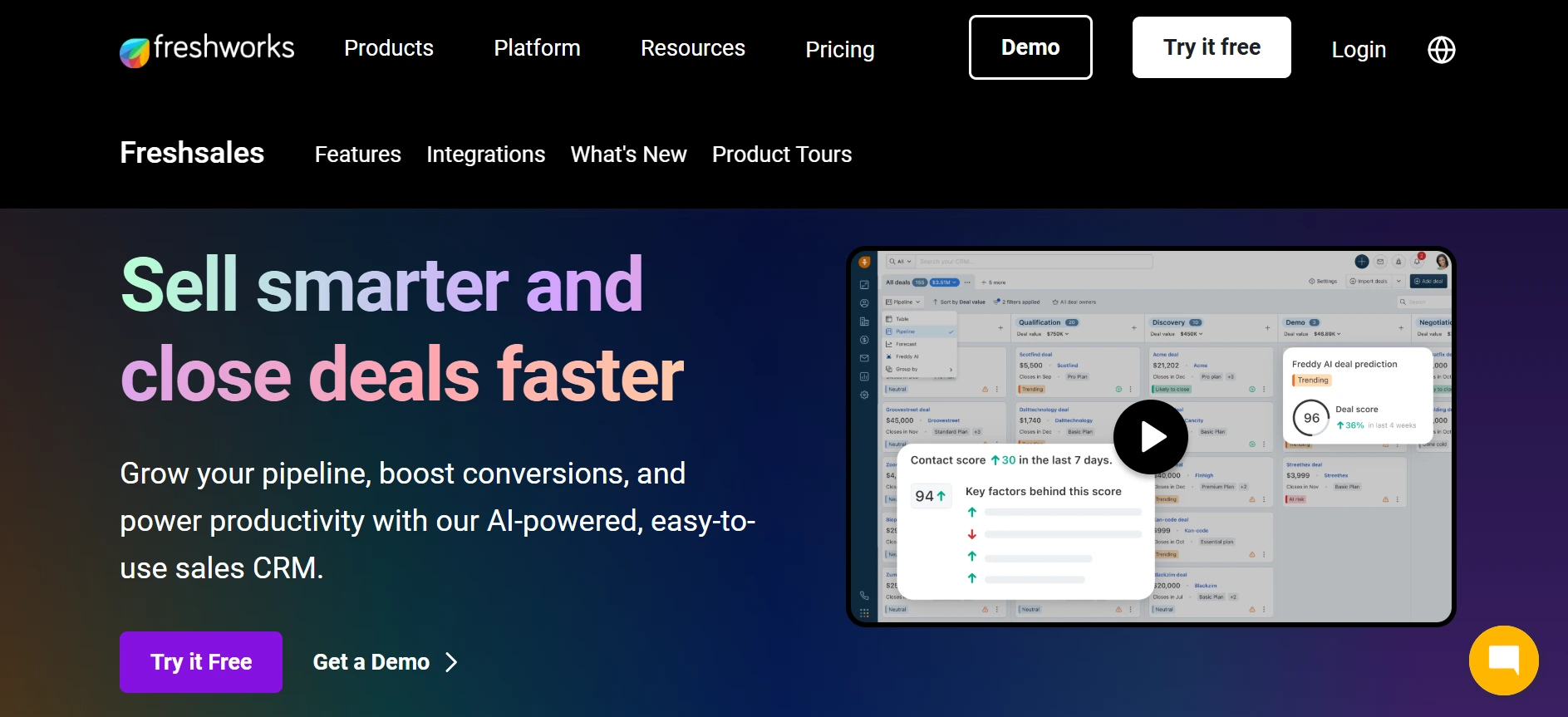 Freshsales CRM Homepage View Freshsales CRM Homepage