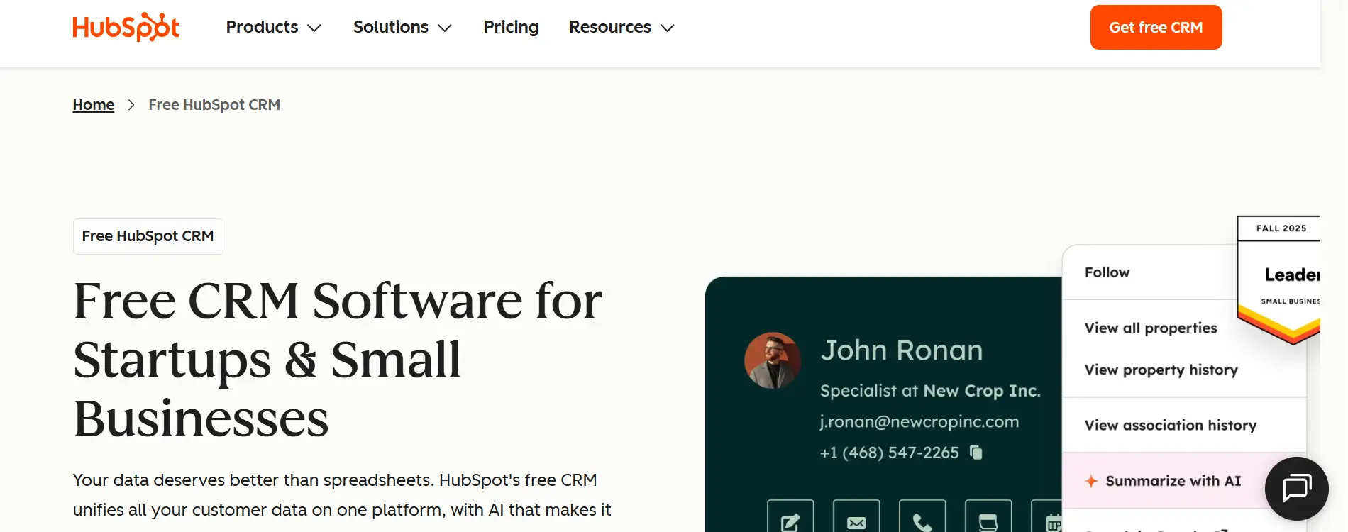 HubSpot CRM Software Homepage View HubSpot CRM Software Homepage