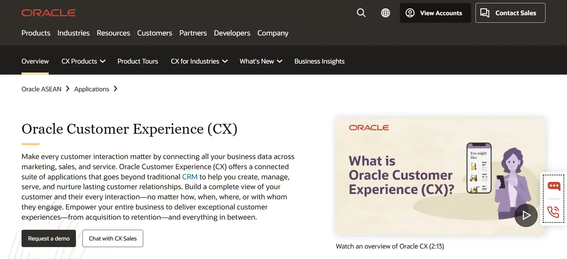 Oracle CRM Software Homepage View Oracle CRM Software Homepage