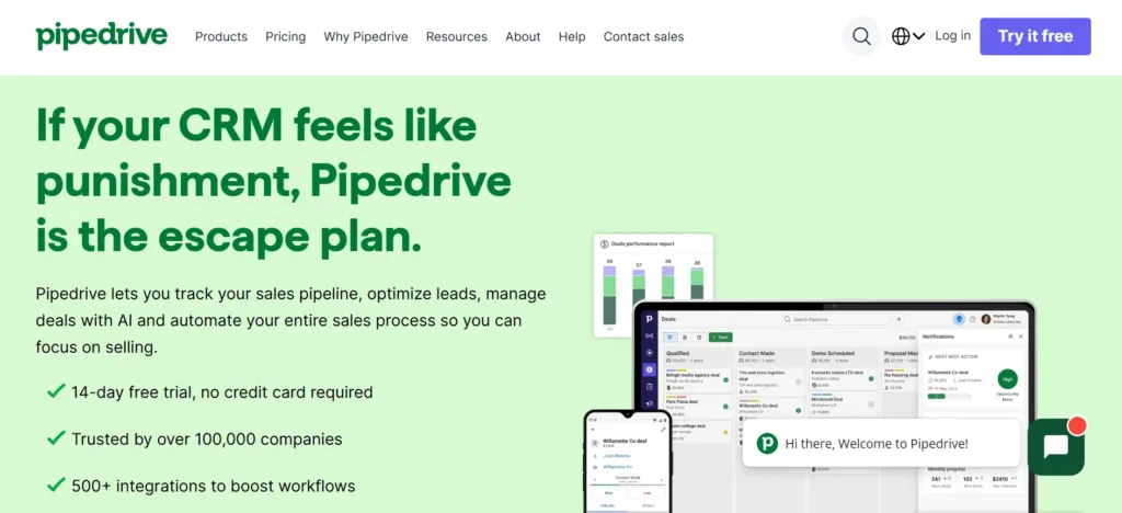 Pipedrive CRM Software Homepage View Pipedrive CRM Software Homepage