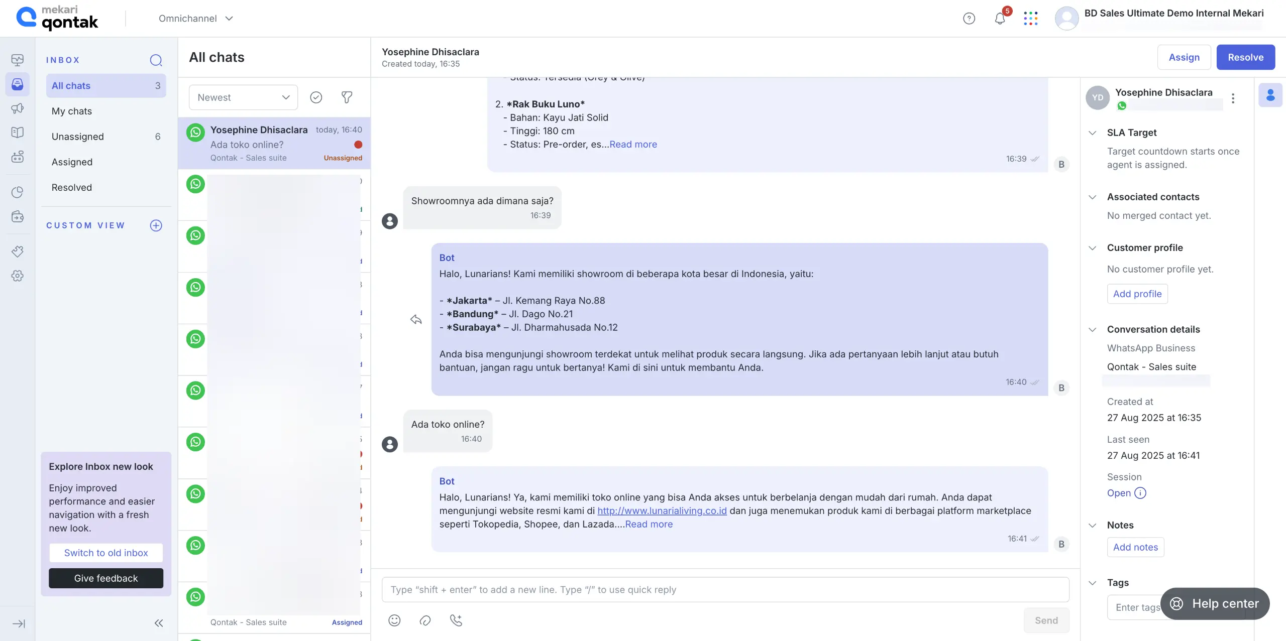 Mekari Qontak CRM Software AI Chatbot Dashboard Page View Mekari Qontak CRM Software AI Chatbot Dashboard
