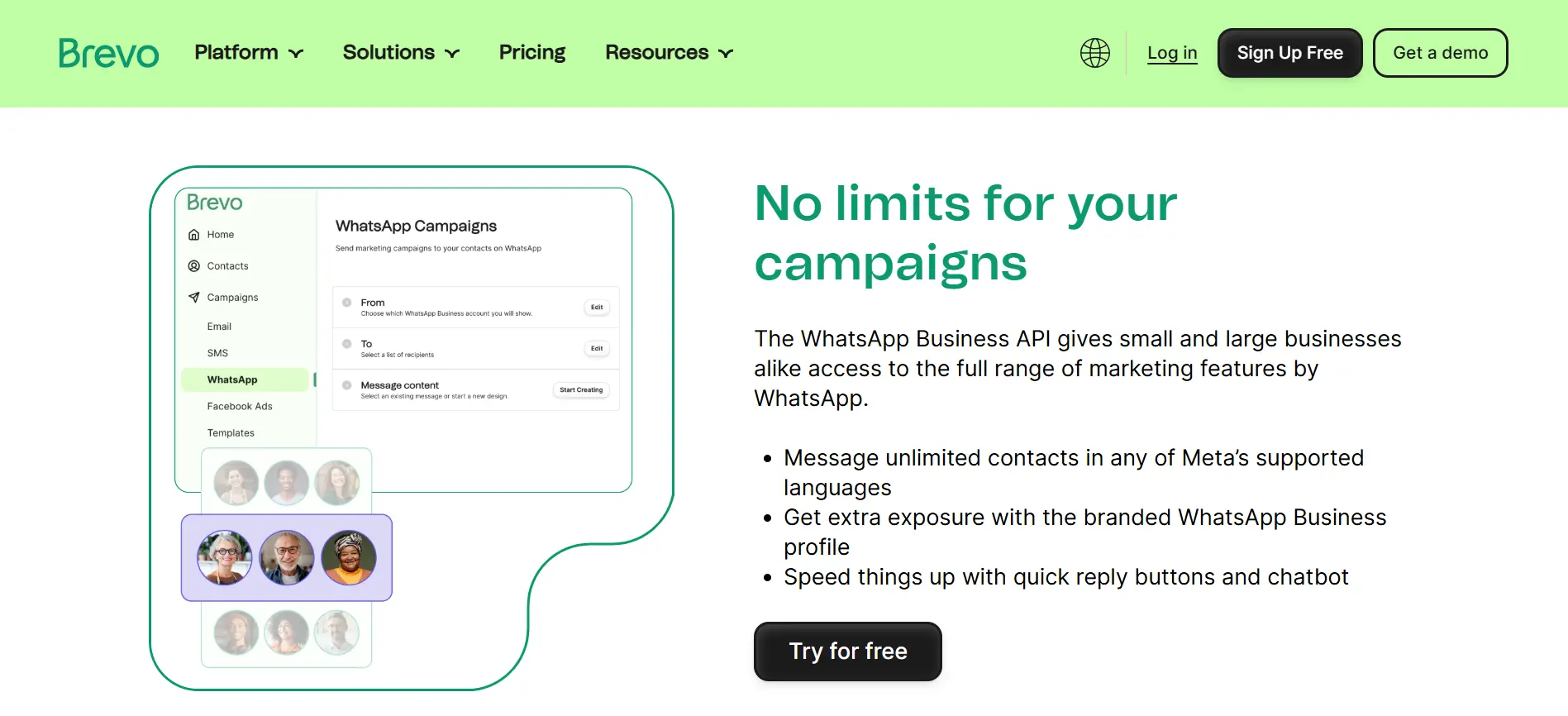 Brevo WhatsApp Blast Software Campaign Feature Page View Brevo WhatsApp Blast Software Campaign Feature Page